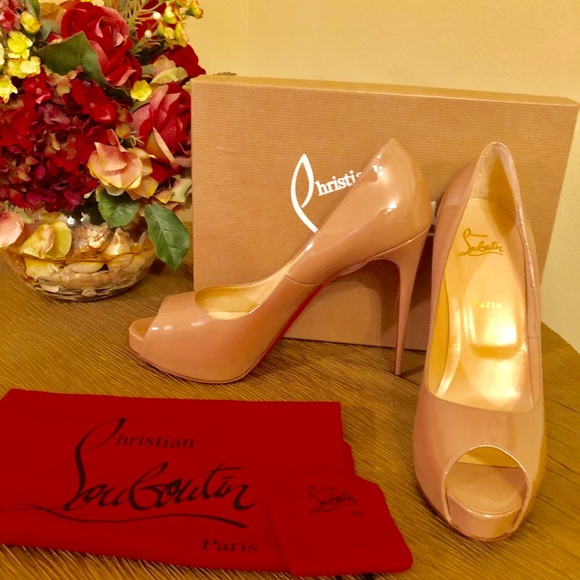 Christian Louboutin Lady Peep 120 mm Tan Patent - Picture 2 of 4